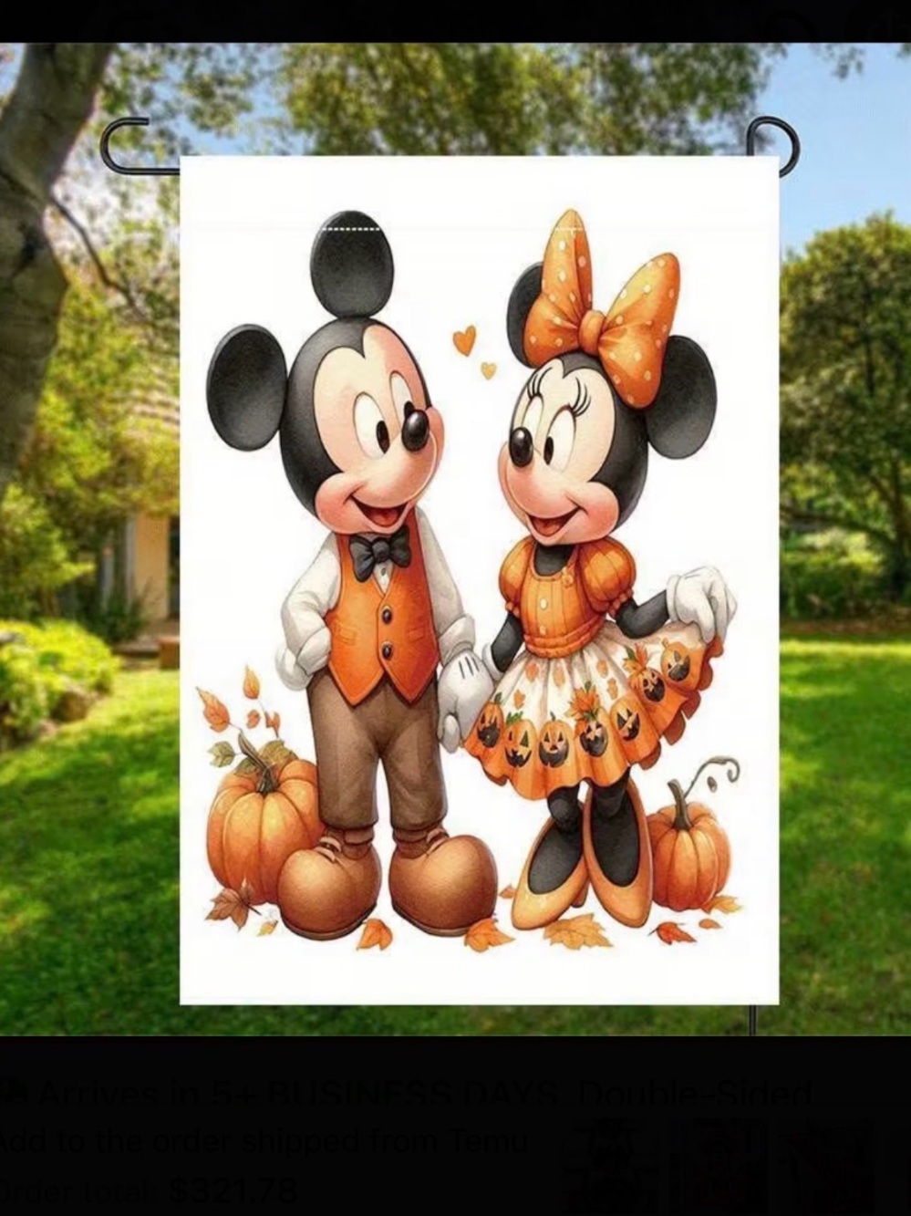 Fall Mickey & Minnie Flag